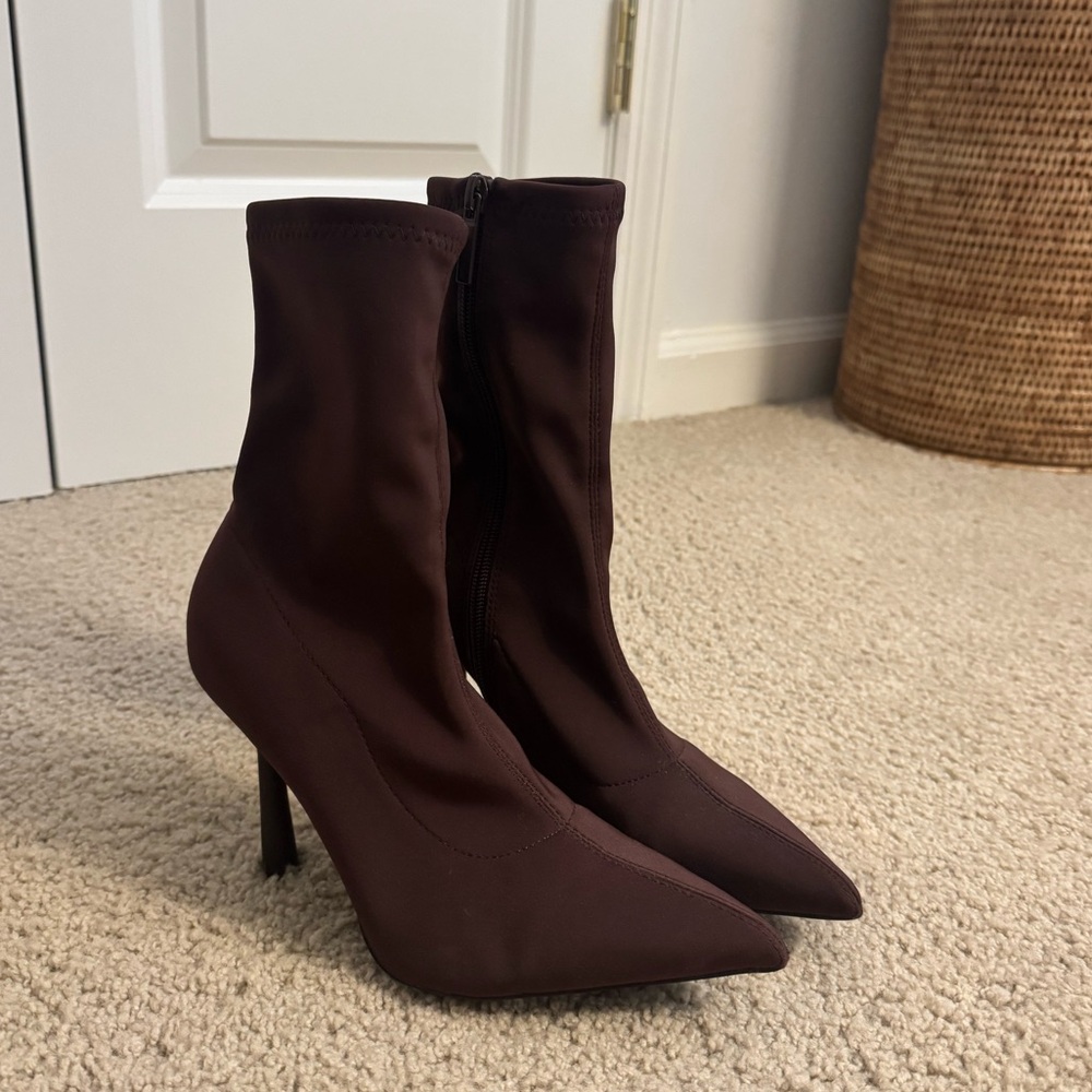 Zara Brown Fabric Booties